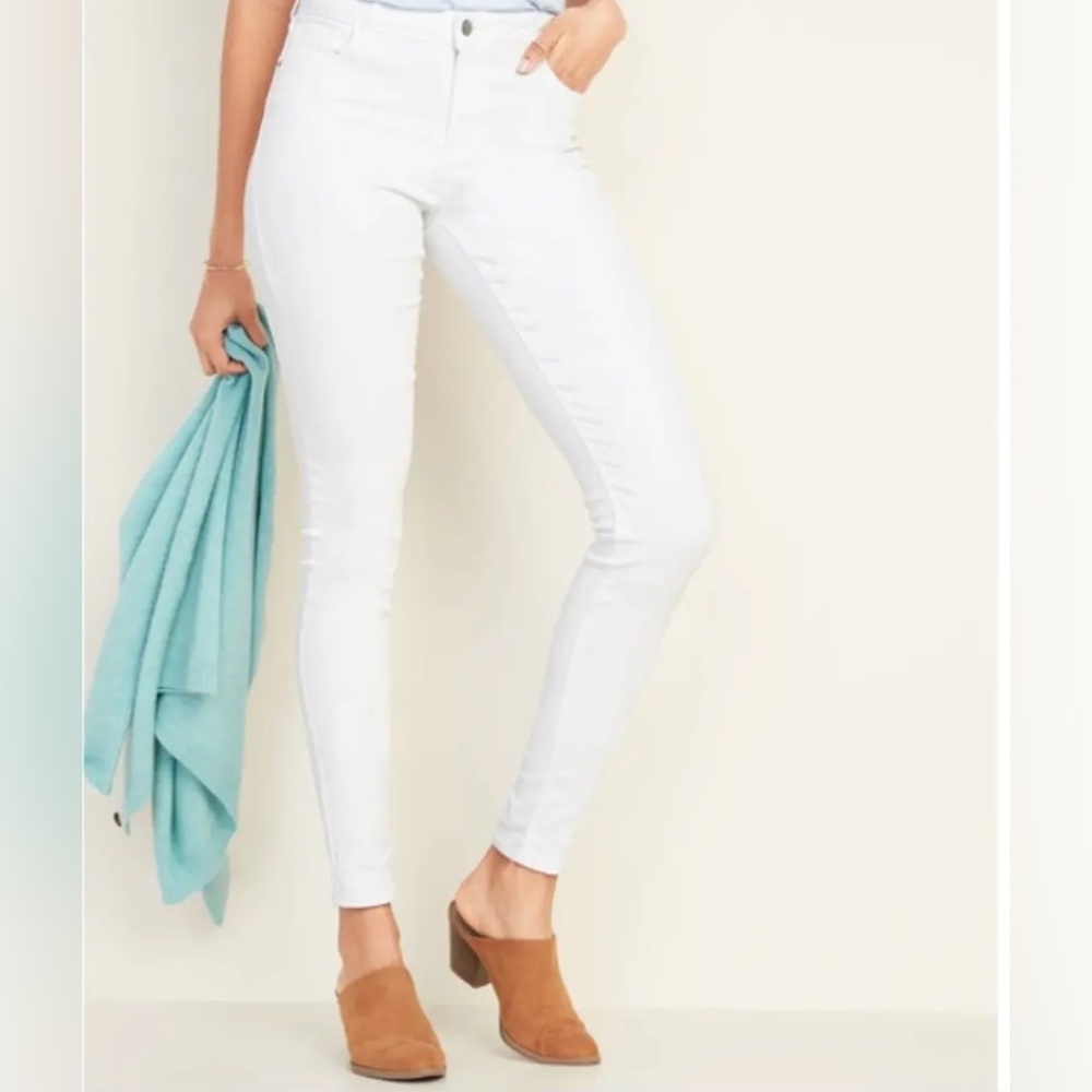 Old Navy Rockstar Mid-Rise White Jeans